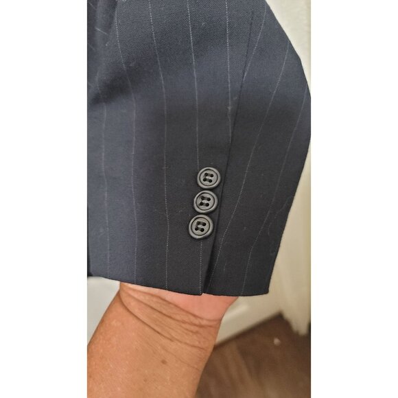 John Clarendon Mens Navy Pinstripe Wool Suit Jacket Size 42L Classic Fit - Picture 9 of 15